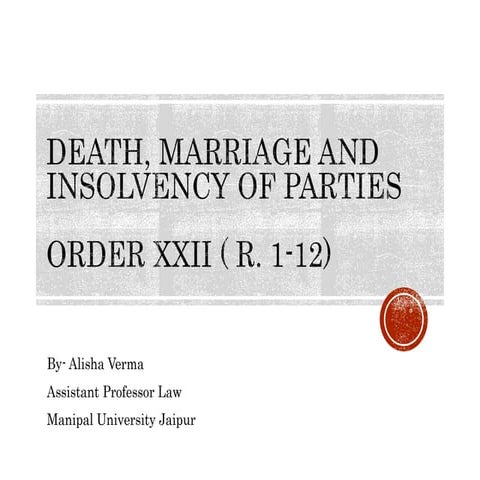 O.XXII death marriage and insolvency of parties