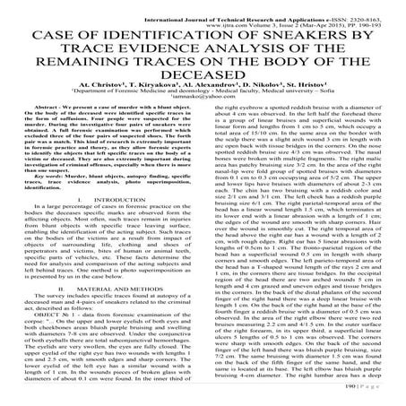CASE OF IDENTIFICATION OF SNEAKERS BY TRACE EVIDENCE ANALYSIS OF THE REMAININ...