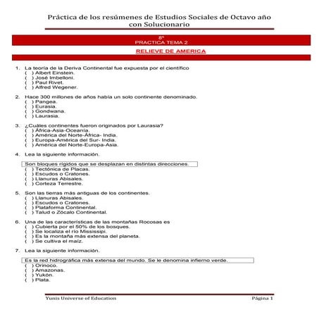 8º practica tema 2 relieve de america