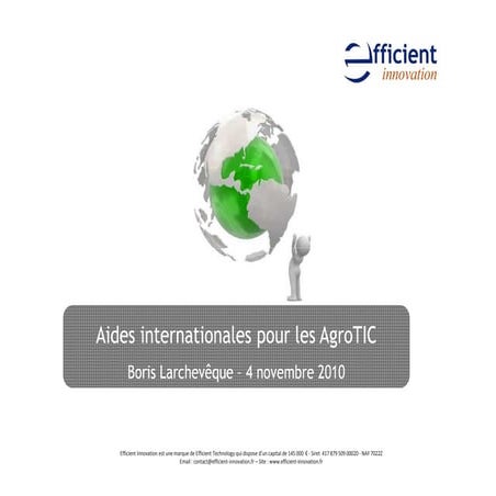 Aides internationales pour les AgroTIC