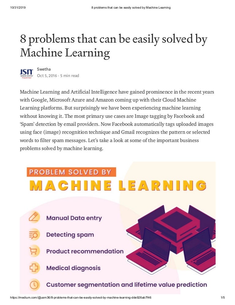8 problems that can be easily solved by machine learning