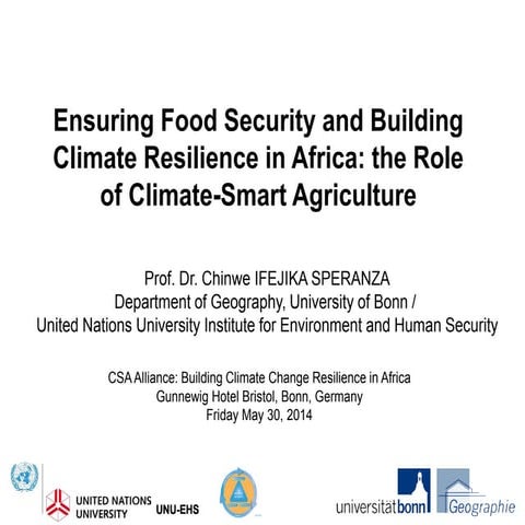 Ensuring Food Security and Building Climate Resilience in Africa: the Role of...