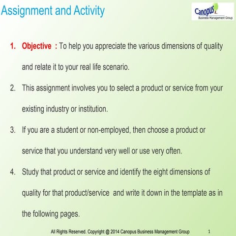 8 quality dimensions example