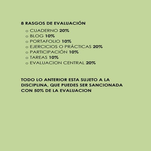 8 rasgos de evaluación
