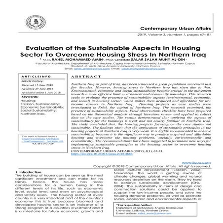 A CONCEPTUAL FRAMEWORK FOR SUSTAINABLE AFFORDABLE HOUSING FOR THE RURAL ...