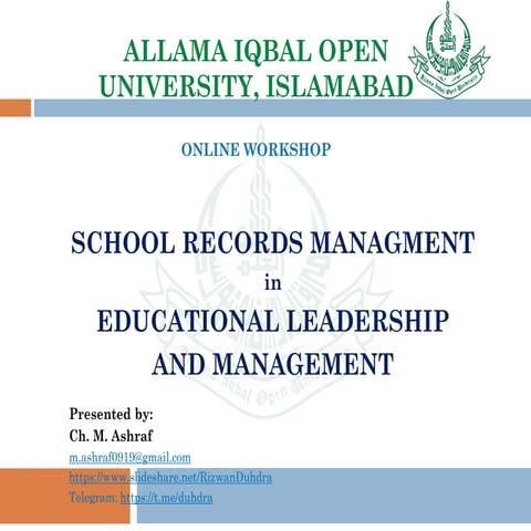 School Record Management in Educational Leadership and Management
