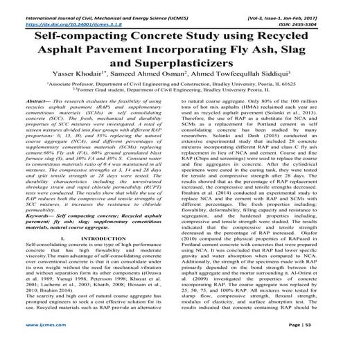 Self-compacting Concrete Study using Recycled Asphalt Pavement Incorporating ...