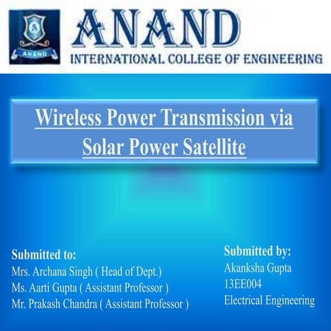 wireless power transmission via solar power satellite
