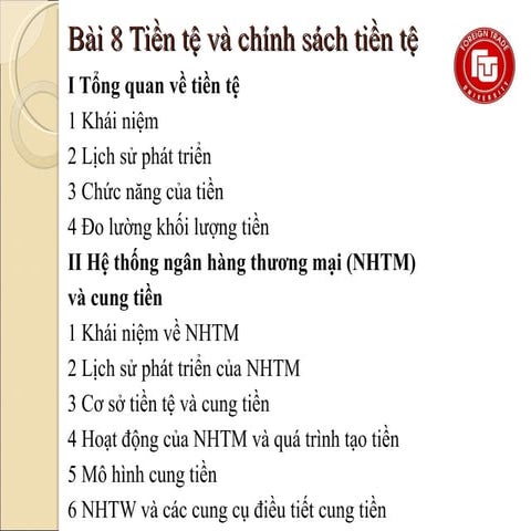 tiền tệ và chính sách tiền tệ