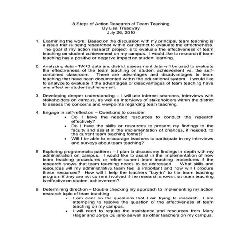 8 steps of action research of team teaching