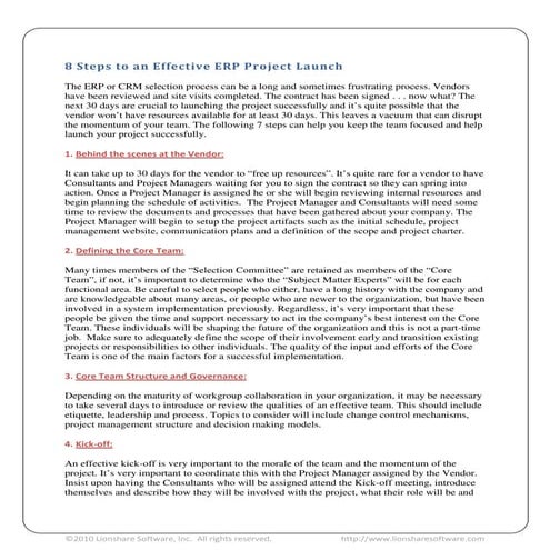 8 Steps to an Effective ERP Project Launch