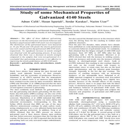 Study of some Mechanical Properties of Galvanized 4140 Steels