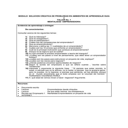 8 talleres de empredimiento