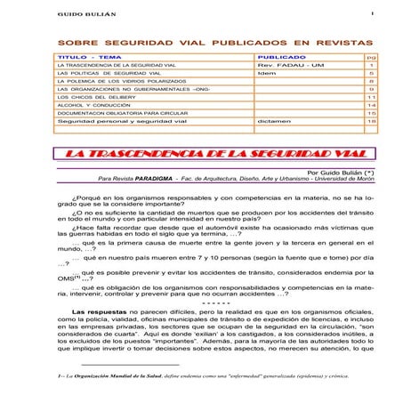8 temas de SEGURIDAD VIAL publicados