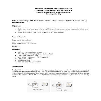 Terminating RJ11 Connector