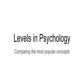Levels in psychhology - 4 models (+1) | PPTX