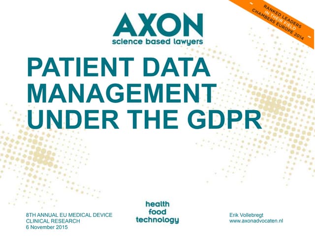 EU Medical Device Clinical Research under the General Data Protection Regulation