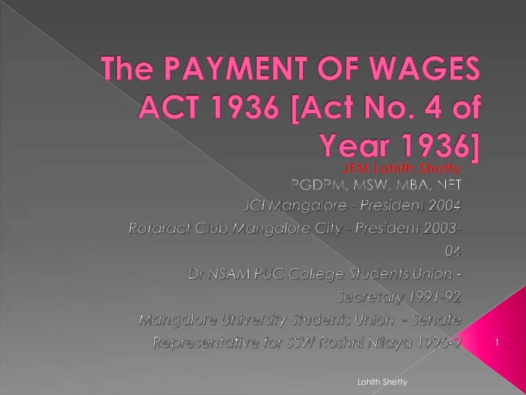 The Payment of Wages Act 1936