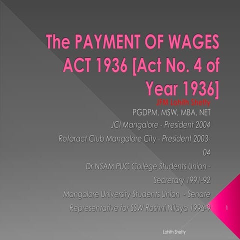 The Payment of Wages Act 1936