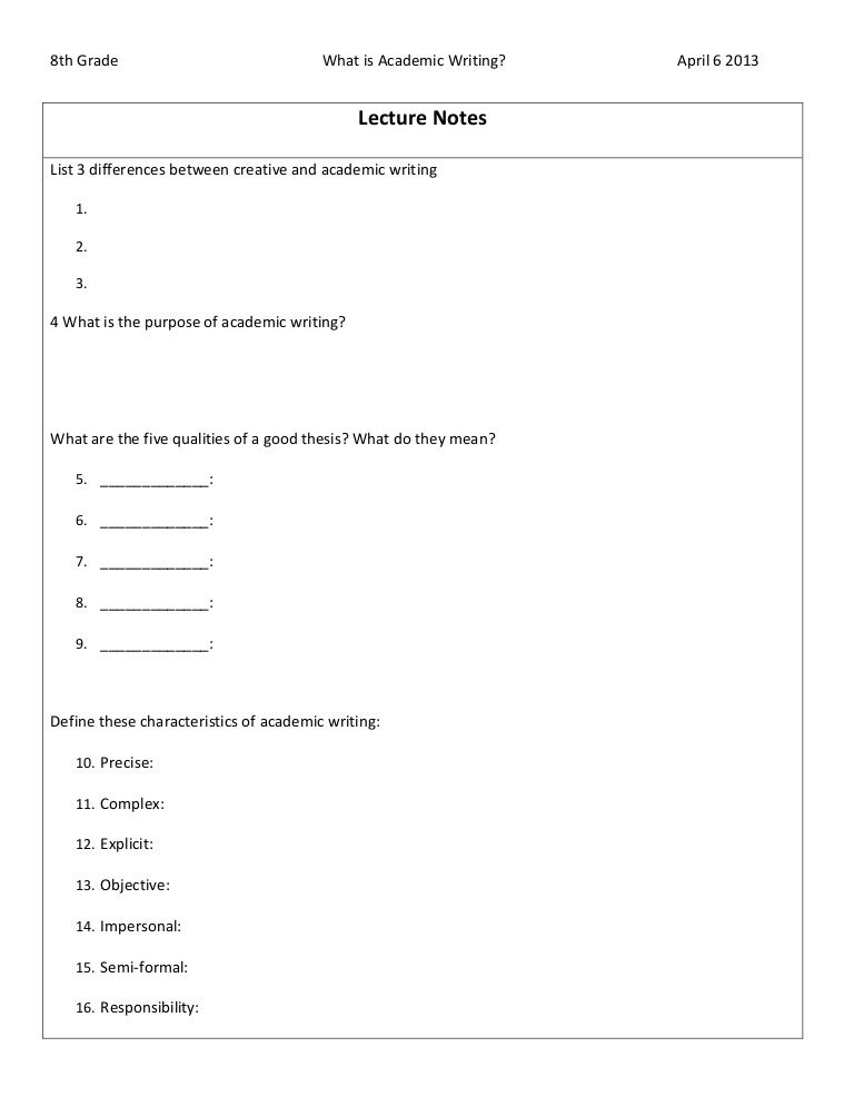 what is academic writing comprehension worksheet