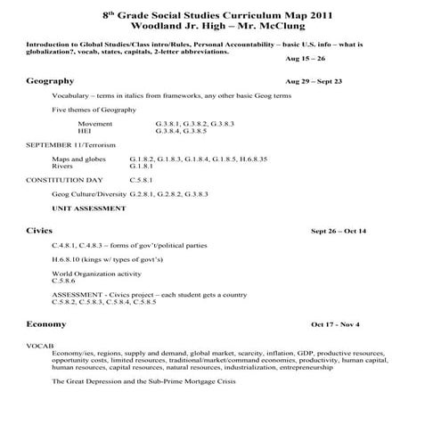 8th grade social studies curriculum map