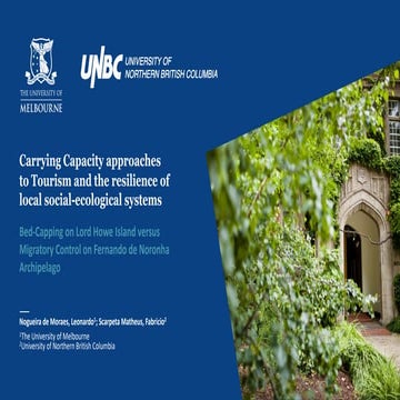 8th Nordic Geographers Meeting - Carrying Capacity approaches to Tourism and the resilience of local social-ecological systems