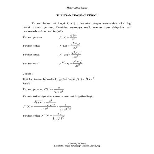 TURUNAN TINGKAT TINGGI