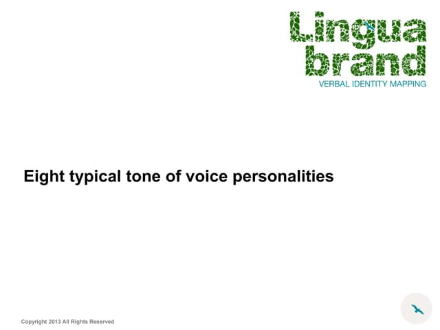 Eight typical tone of voice personalities