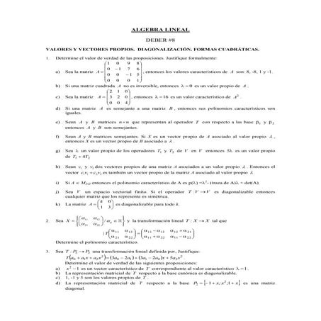 8 valores y vectores propios, diagonalizacion y formas cuadraticas
