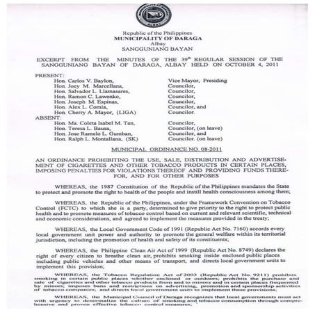 Daraga Smoke-Free Ordinance