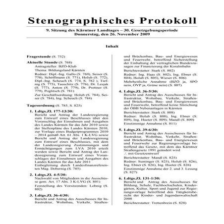9. LTG-Sitzung am 26. November 2009