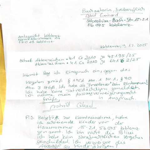 9-12-25.pdf, false accusation by legal authorities in Koblenz