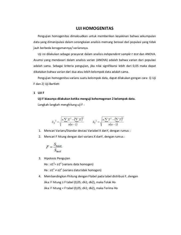 Ringkasan Uji Homogenitas Dan Normalitas