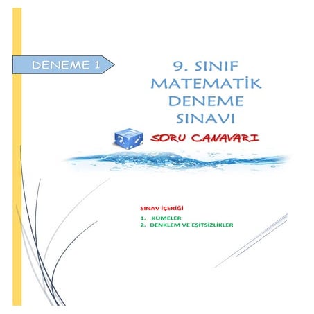 9. Sınıf Matematik Deneme Sınavı 1 - Cevap Anahtarlı