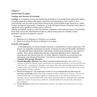 9. analogy 10. theories of learning...