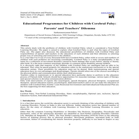 [9 15]educational programmes for children with cerebral palsy