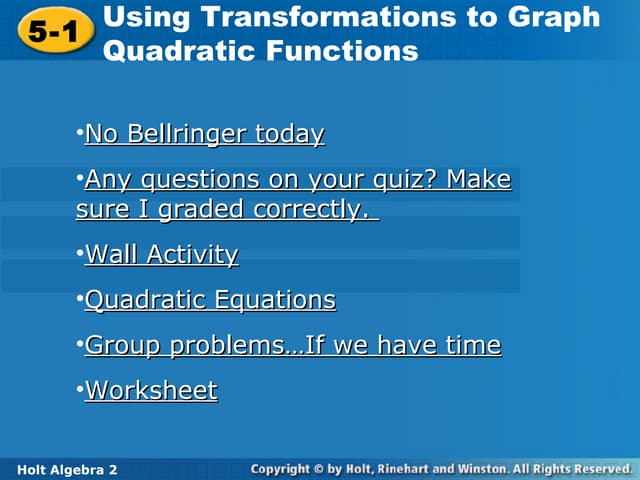 Algebra 2. 9.15. Intro to quadratics