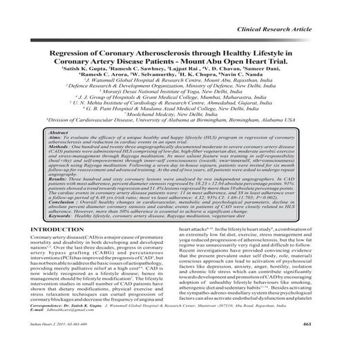 Regression of Coronary Atherosclerosis through Healthy Lifestyle in Coronary ...