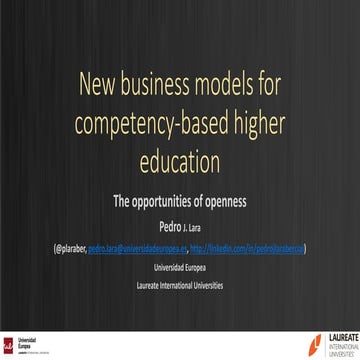New business models for competency-based higher education - The opportunities...
