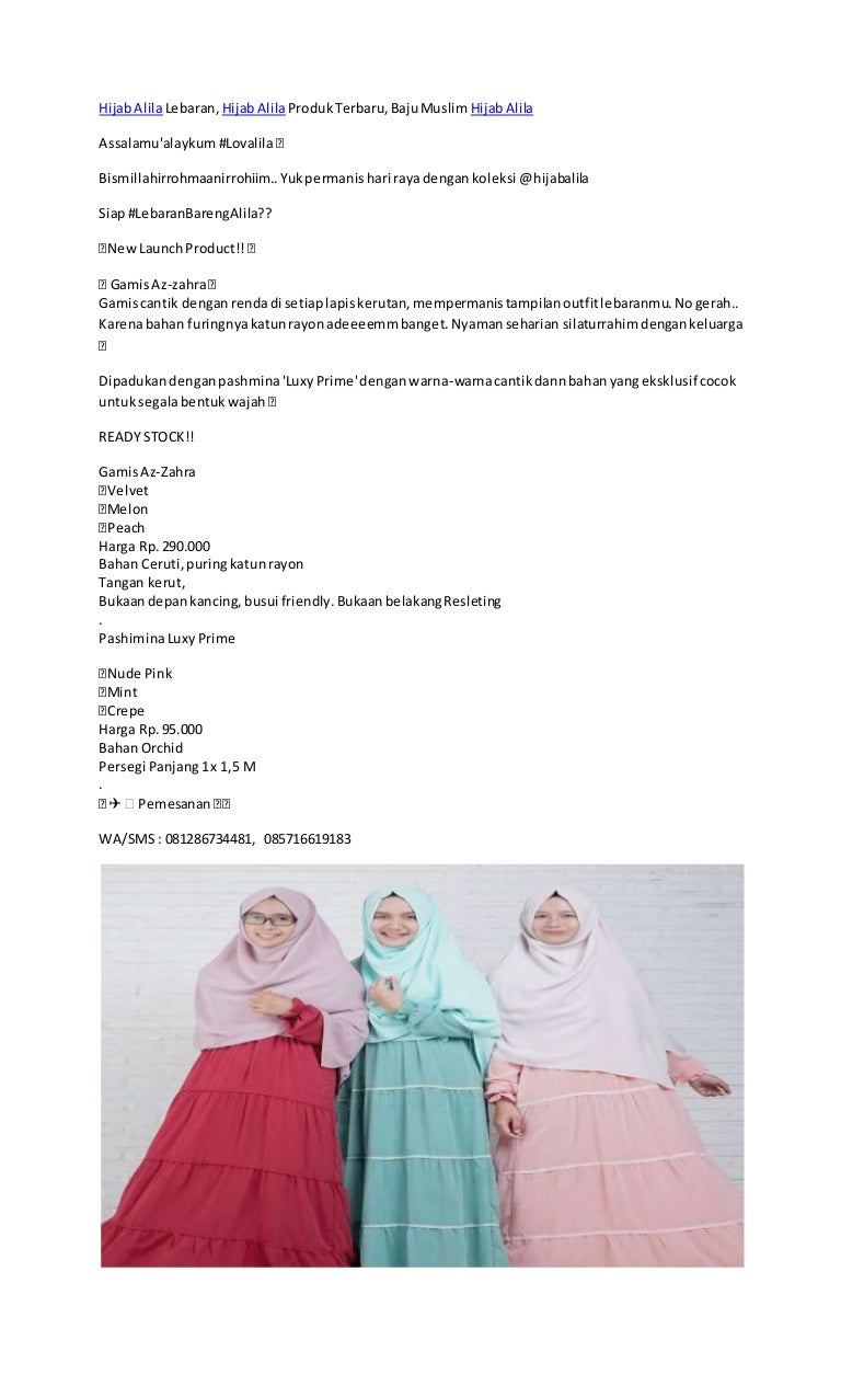 Hijab Alila Lebaran Hijab Alila Produk Terbaru Baju Muslim Hijab Al
