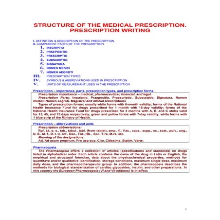 Structure of the Medical Prescription