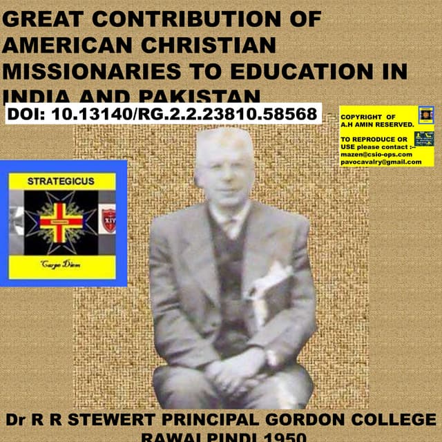 GREAT CONTRIBUTION OF AMERICAN CHRISTIAN MISSIONARIES TO EDUCATION IN INDIA A...