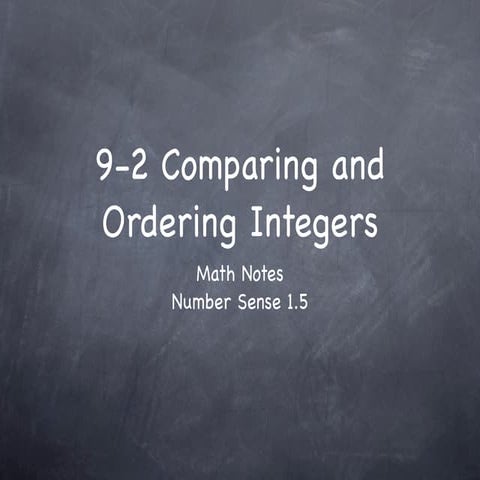 9-2 Compare and Order Integers