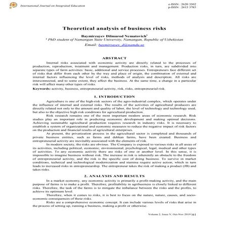 Theoretical analysis of business risks