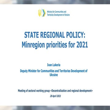 STATE REGIONAL POLICY: Minregion priorities for 2021