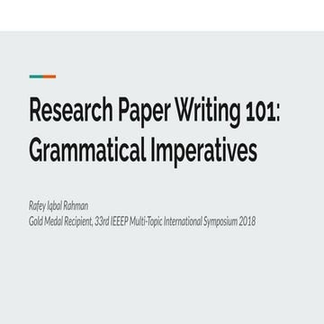 Research Paper Writing 101: Grammatical Imperatives