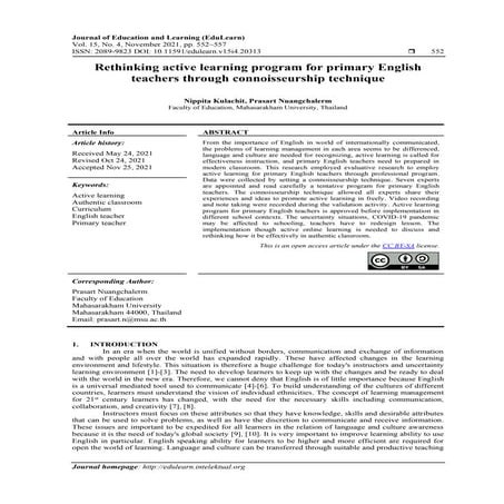 Rethinking active learning program for primary English teachers through ...