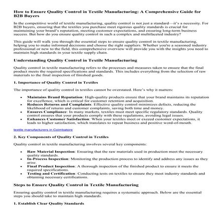 How to Ensure Quality Control in Textile Manufacturing A Comprehensive Guide ...