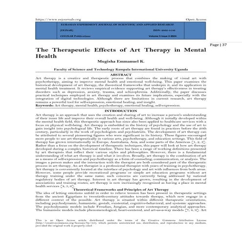 The Therapeutic Effects of Art Therapy in Mental Health (www.kiu.ac.ug ...