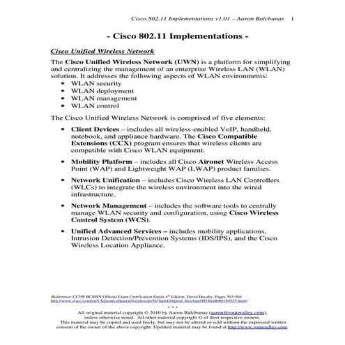 9. Cisco 802.11 Implementations_Networks v1.11 – Aaron Balchunas